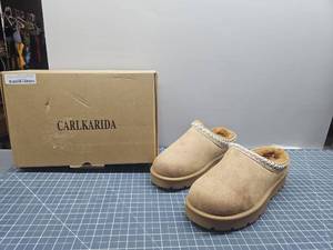 lot 28545 image: CARLKARIDA Cozy Suede Slippers Mules Size 10  New