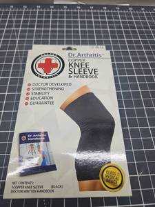 lot 28564 image: Dr. Arthritis Copper Knee Sleeve with Handbook