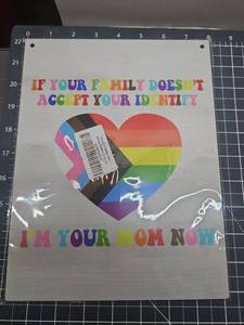 lot 28592 image: LGBTQ Supportive Pride Heart Sign 8 x12