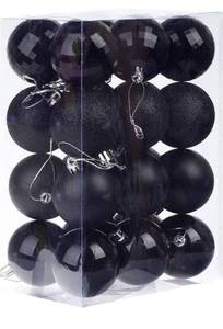 lot 28628 image: LOT of 3 - Emopeak 24Pcs Christmas Balls Ornaments for Xmas Christmas Tree - 4 Style Shatterproof Christmas Tree Decorations Hanging Ball for Holiday Wedding Party Decoration (Black, 1.64.2CM)