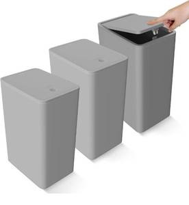 lot 28649 image: Naisu Bathroom Small Trash Can with Lid, 3 pack 10 Liters2.6 Gallon Slim Trash Bin with Pop-Up Lid, Pet Kick Proof, Suitable for Kitchen, Living Room, Bedroom, Office, Powder Room (Grey)