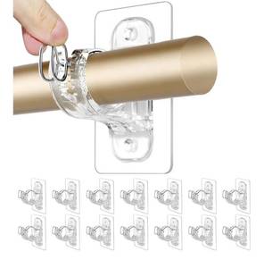 lot 28653 image: 14 Pack Curtain Rod Holders No Drilling, Adhesive Rods Brackets, No Screw Curtains Hooks, Nail-Free Easy Stick on Rod Hangers Support 15 lbs, Damage-Free for Home, Apartment, Renter Walls