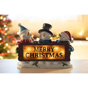 lot 28695 image: Dawhud Direct  Vp Home Merry Christmas Snowman Trio Led Holiday