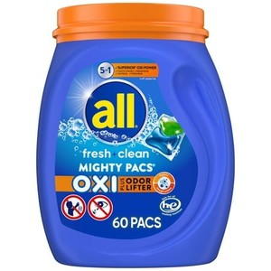 lot 28719 image: all Laundry Detergent Pacs  Fresh Clean Oxi plus Odor Lifter  60 Count