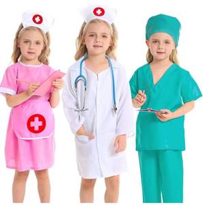 lot 28722 image: DISHIO Doctor Kit for Kids, Dress up Clothes for Girls with Doctor, Nurse, Surgeon Costume, Dentist Kit for Kids with Stethoscope, Doctor Playset for Boys Girls Ages 3 4 5 6 Halloween Christmas