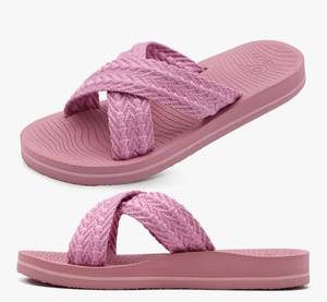 lot 28729 image: COFACE Womens Orthopedic Sandals Comfortable Orthotic Soft Cushion Recovery Plantar Fasciitis Walking Slip On Ladies Cloud Cross Slides for Woman Size 7