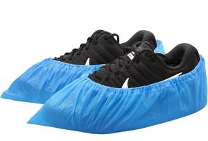 lot 28744 image: Lot of 2 Packs. 70 Pair Per Pack 140 Pair. Disposable Shoe Covers Size Large Blue