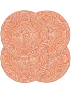 lot 28777 image: Lot of 2- Noctiflorous 15 Inch Round Placemats Set of 4 Durable Braided Woven Heat Resistant Table Mats for Indoor Outdoor Non Slip Dining Table Place MatsLight Orange, 4. 8 total