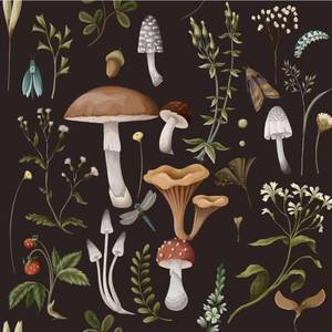 lot 28796 image: Mushroom Peel and Stick Wallpaper Contact Paper Removable Brown Boho Vinyl Easy Peel Self Adhesive Off Wallpaper for Bedroom Living Room Cabinet Home Wall Decor 17.7in x 9.8ft