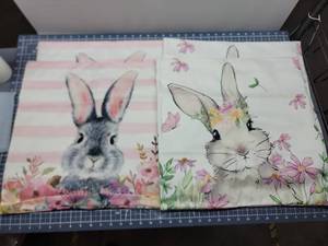 lot 28823 image: Easter Pillow Covers 18x18 Set of 4, Bunny Easter Floral Throw Pillow Covers Spring Farmhouse Decorative Linen Cushion Cases