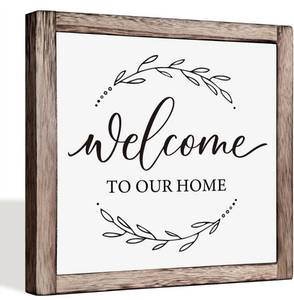 lot 28845 image: Welcome Home Box Wood Plaque, Desk & Entryway Decor, 9.9in