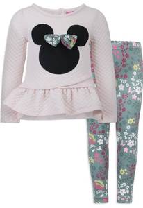 lot 28851 image: Disney Minnie Mouse Girls Long Sleeve Shirt and Legging Pants Set for Infants and Toddlers - Size 12M