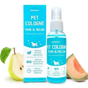 lot 28853 image: Ruidehut Pet Cologne, Pear & Melon Scent, Deodorize & Refresh, For Dogs, Cats, Puppies, 3.38 fl.oz (Sweet Melon & Pear)