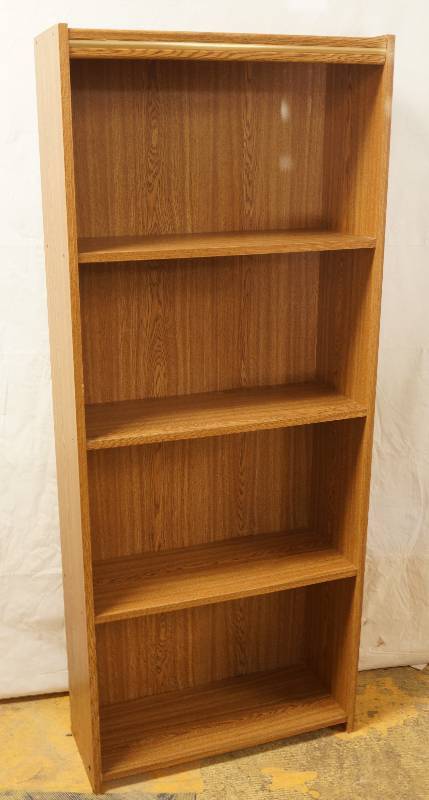 lot 3192 image: Wood Shelving Unit - Almost 5 Tall - See Photos for Measurements