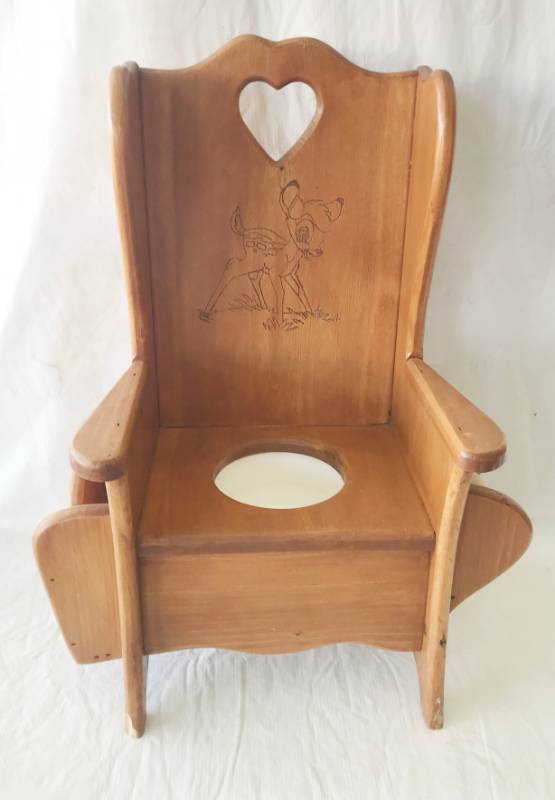 lot 5742 image: Bambi Wooden Kids Toilet  Potty Chair - High End - Magazine Rack and Paper Holder