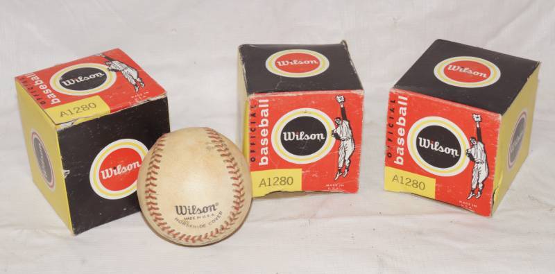 lot 6149 image: Lot of 3 Wilson Baseballs A1280 w original boxes