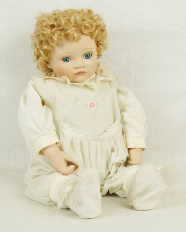 lot 6036 image: Pretty Porcelain Baby Doll - Heirloom Treasures by accents & occasions - heavy real-feel doll