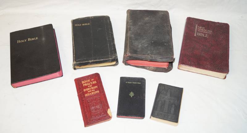lot 6077 image: Lot of Vintage Prayer Books, Bibles and Religious Books - see pics