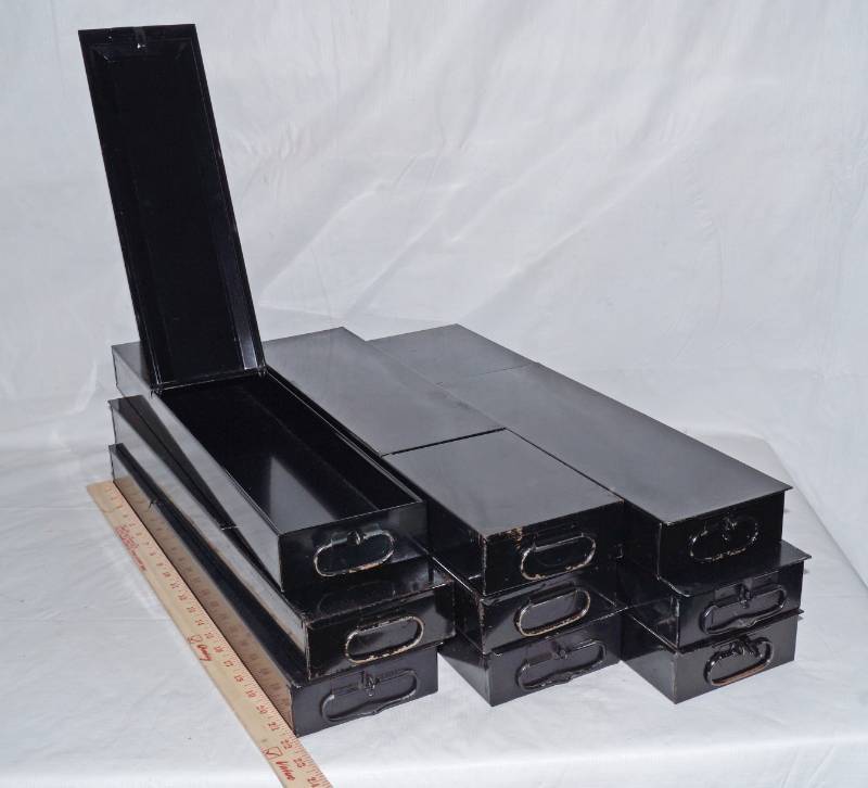 lot 6089 image: Lot of 9 Bank Vault Safe Deposit Boxes - These are cool and great to organize with