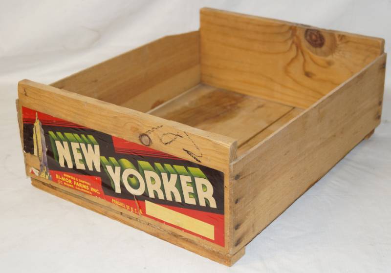 lot 6011 image: Wooden Box Featuring NEW YORKER Label - see pics for measurements