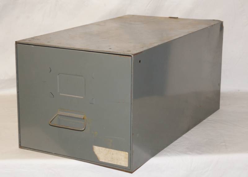 lot 6012 image: Vintage One Drawer, Regular Sized File Cabinet Box- perfect for organizing your office