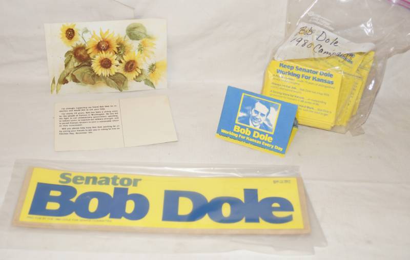 lot 5887 image: Senator Bob Dole Campaign Materials from 1980 - Bumper Stickers, Handout Cards and Post Cards