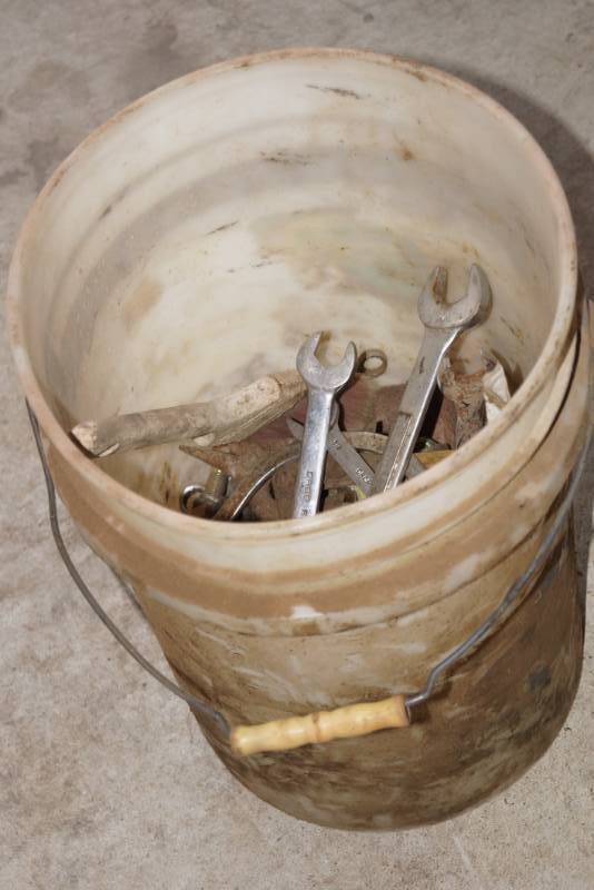 lot 5913 image: Bucket of Wrenches, Sockets, Nuts, Bolts and more