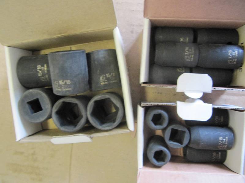 lot 509 image: NEW SUN 12 Inch Drive Impact Sockets (6) 1516 Sockets &  (12) 716 Sockets (Shop Tools)