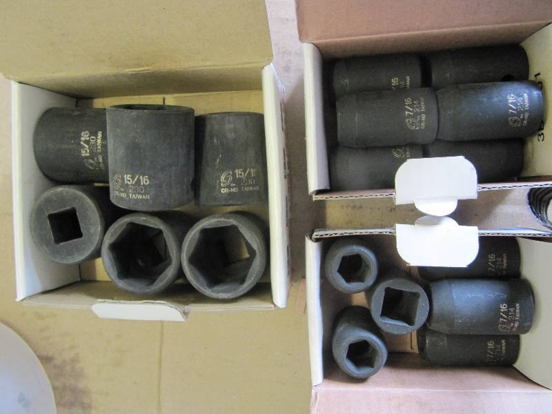 lot 515 image: NEW SUN 12 Inch Drive Impact Sockets (6) 1516 Sockets &  (12) 716 Sockets  (Shop Tools)