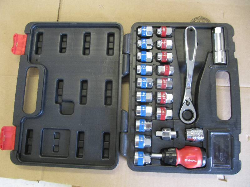 lot 518 image: Amoro 29 PC GO THRU Hex Geared Socket Set  (Shop Tools)