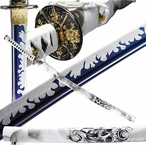 lot 45699 image: (UNUSED) LF Sword 41 Golden Skull Full Tang White Battle Ready Samurai Katana Sword Handmade  - Retail $276