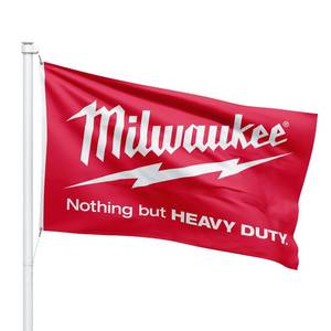 lot 45717 image: FACTORY SEALED - for Milwaukee Tools Flag Banner - Nothing But Heavy Duty Power Tools Equipment Hardware - 3X5 Feet - Great for College Dorm, Man Cave, Garage -