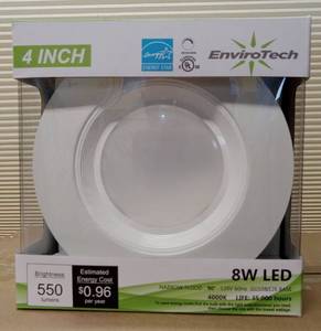 lot 45747 image: (UNUSED) EnviroTech 4-Inch LED Recessed Can Light 6-Pack  - Retail $89
