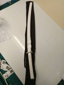 lot 45769 image: FACTORY SEALED - Traditional Japanese Katana with White Handle Wrap  - Retail $199