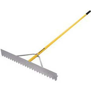 lot 45785 image: FACTORY SEALED - Midwest Rake Asphalt Light Lute, 36 In. With 82 In. Aluminum Handle And Wrap Bracing - Retail $94
