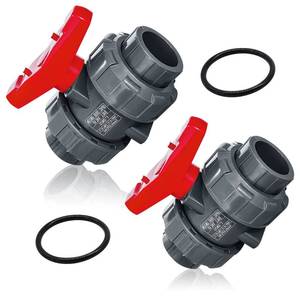 lot 49401 image: (UNUSED) 2PCS PVC Union Ball Valve, 1 Inch (DN25) True Union Full Flow Ball Valve ASTM EPDM O-ring Slip Socket Ball Valve with Full Port for Water System