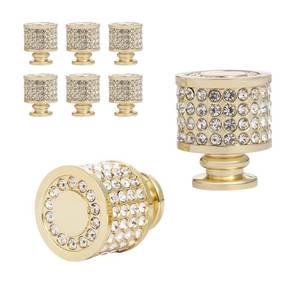 lot 49414 image: (UNUSED) Fecraf Gold Cabinet Knobs, Drawer Dresser, Crystal Bling Knobs for Kitchen Bathroom Drawer, Sparkle Diamond Rhinestone, Zinc Alloy, Polished Cabinet Hardware 8 Pcs