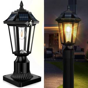 lot 49423 image: (UNUSED) Solar Lamp Post Light Outdoor with Motion Sensor & Mount Base, 3 Mode Wireless Solar Post Lights, Waterproof Outside Decorative Lamp for Fence Pole Garden