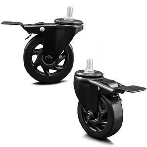 lot 49428 image: (UNUSED) 74064 Grill Wheels Replacement Parts for Pit Boss Locking Caster Wheels PB1100PS1 PB850PS2 PB1150PS2 louisiana grill wheel Rec Tec Caster Wheels RT-590 RT-700 Recteq 4 Inch Black Wheel Accessories