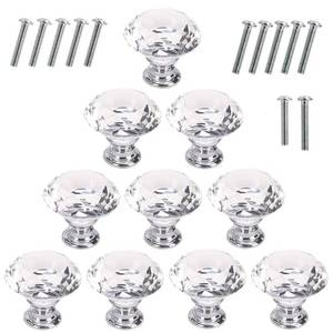 lot 49447 image: Akstore 10 Pcs Crystal Glass Cabinet Knobs 30mm Diamond Shape Drawer Kitchen Cabinets Dresser Cupboard Wardrobe Pulls Handles (Clear)