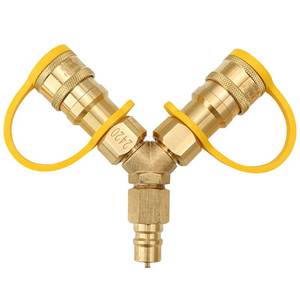 lot 49455 image: Natural Gas Y Splitter for Propane Hose 2-Way Tee Quick Connect Adapter Fittings with Shut Off Valve Cover Brass Conversion Kit to Hose Tank Line Pizza Oven Grills Generator Patio Heater (38)