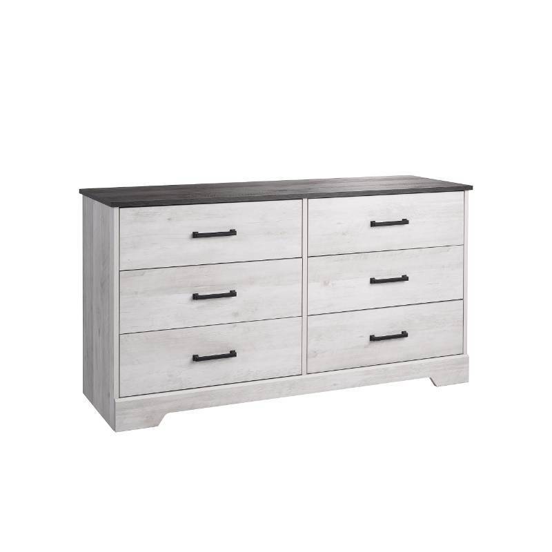 lot 10357 image: Prepac Rustic Ridge Farmhouse 6-Drawer Double Dresser, Washed White Dresser for Bedroom, Chest of Drawers with 6 Storage Drawers, 53.25�� wide x 18.25�� deep x 28.5�� tall, Washed White-Retail- $200.99