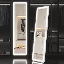 lot 10362 image: LVZORY Full Length Mirror with Lights, 63x16 Floor Mirror, Dimming & 3 Color Lighting, Free Standing, Touch Control -Retail- $219.99