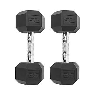 lot 10377 image: CAP 50lb Coated Hex Dumbbells, 25x2, Part of 150lb Set (B093RGBJF9)