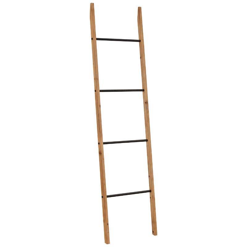 lot 10396 image: Amazon Brand �� Rivet Contemporary Fir Decorative Blanket Ladder with Iron Rungs - 71.65 Height, Black and Natural Wood