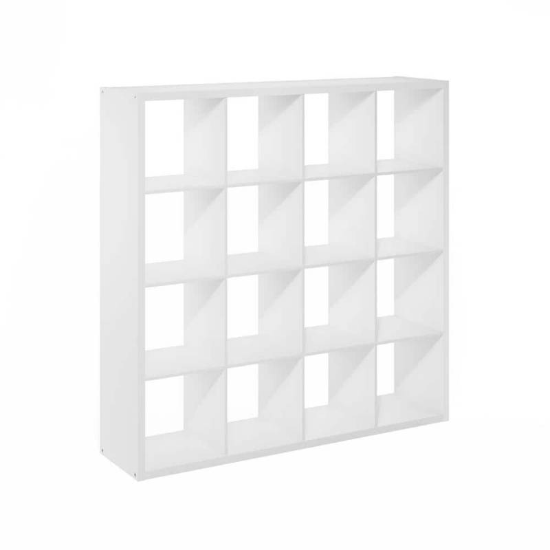 lot 25606 image: Cubicle 57.95 in. Tall White Wood 16-Cube Bookcase - Retail $164.08