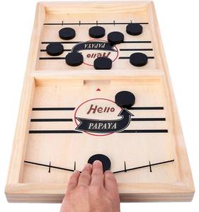 lot 27562 image: HELLO PAPAYA Fast Sling Puck Game - Test Your Speed and Accuracy with This Fast-Paced Wooden Air Hockey Desktop Battle Board Game - Guaranteed Fun Gifts for Family Night or Friends Party