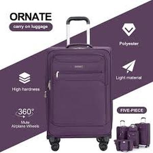lot 27518 image: Tripcomp Expandable Softside Luggage with Spinner Wheels, Purple, Carry-on 23-Inch