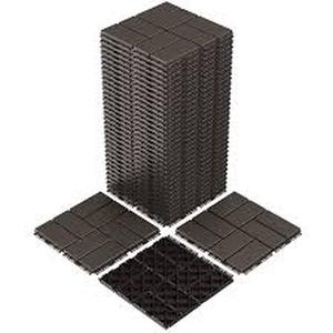 lot 27522 image: Goovilla Plastic Interlocking Deck Tiles, 44 Pack Outdoor Patio Flooring, 12x12 Interlocking Decking Tile Outdoor All Weather Use, Waterproof Patio Pavers for Pool Balcony Backyard Porch, Dark Brown