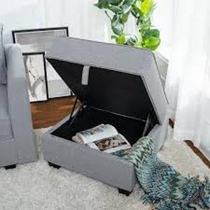 lot 27530 image: Ottoman Module for Modular Sectional Sofa, Storage Ottoman Footrest and Seat Cube for Living Room,Grey